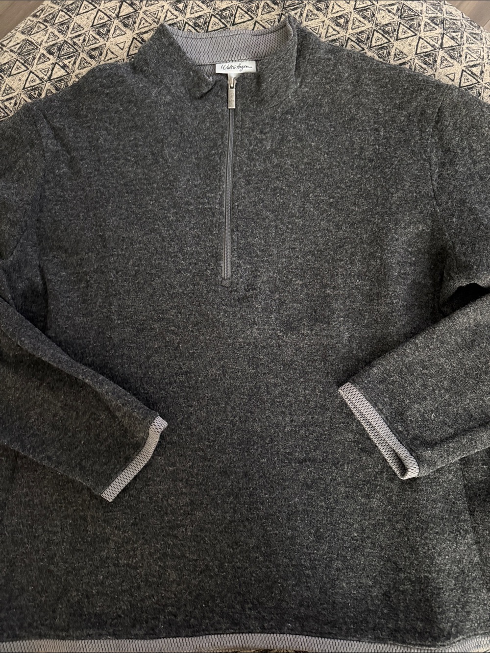 Walter Hagen Dark Charcoal Gray Half-Zip Sweater with Light-Gray Trim